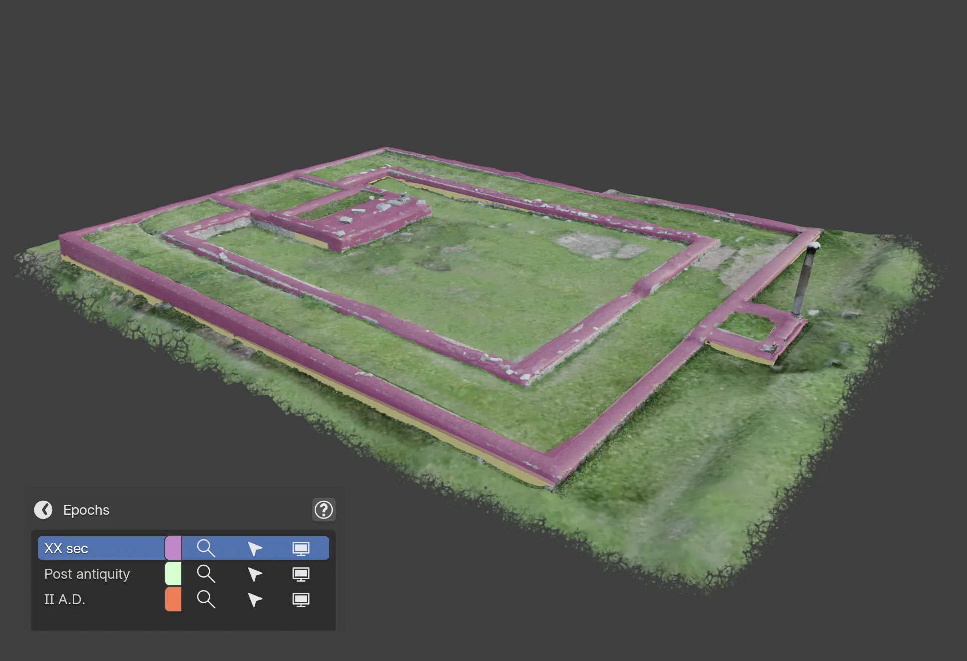 Blender 3D viewport showing semi-transparent proxy boxes overlaid on a photogrammetric model