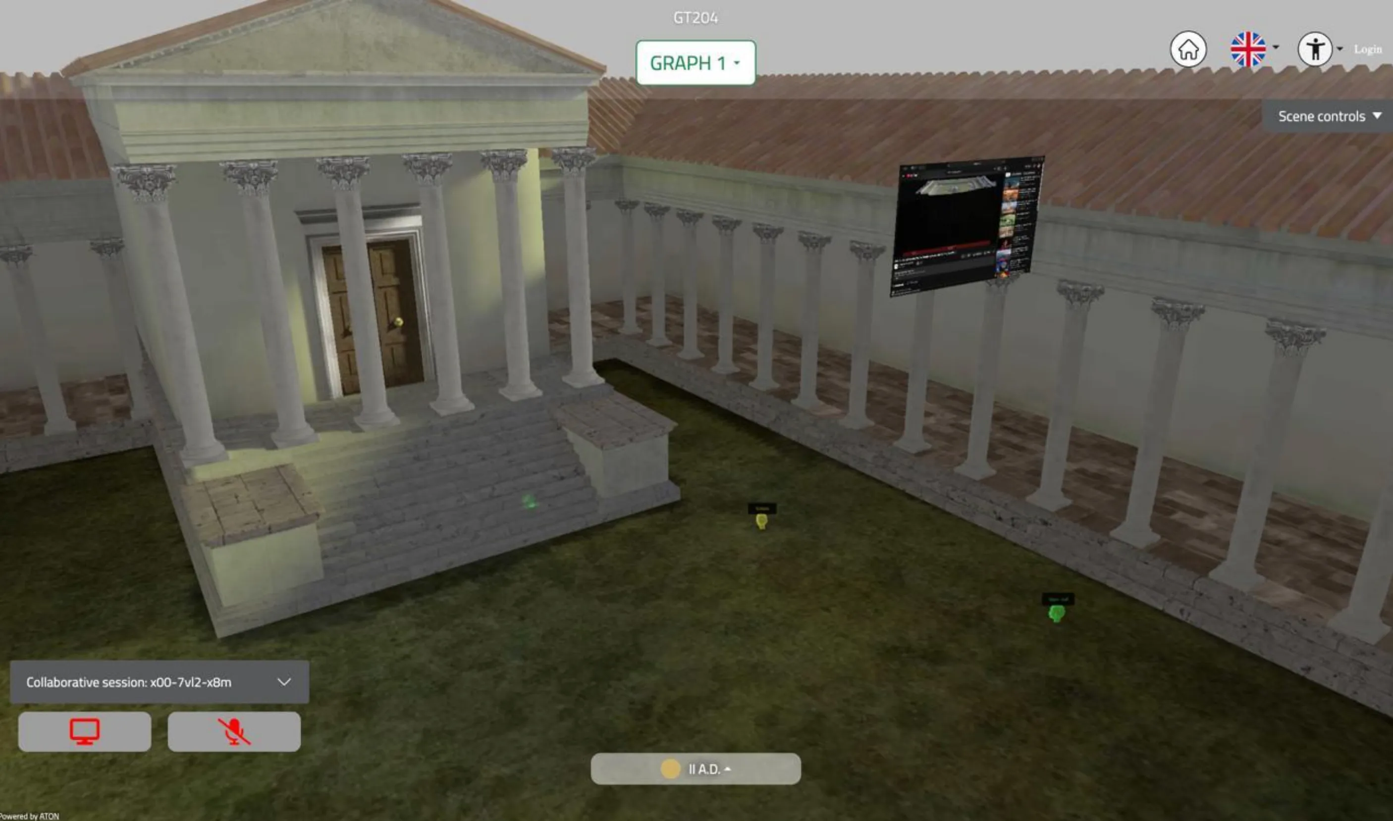 Heriverse web scene with a 3D reconstruction, paradata pop-up and collaborator cursors