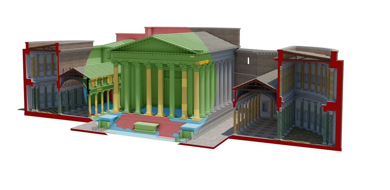 Proxy models of the Forum of Augustus reconstruction